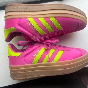Adidas Gazelle Bold Pink and Lime Sneakers